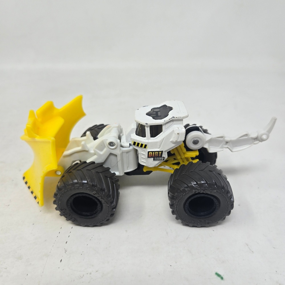 Monster Jam Dirt Squad Digger White Yellow 1:64 Scale Die-Cast Toy Truck